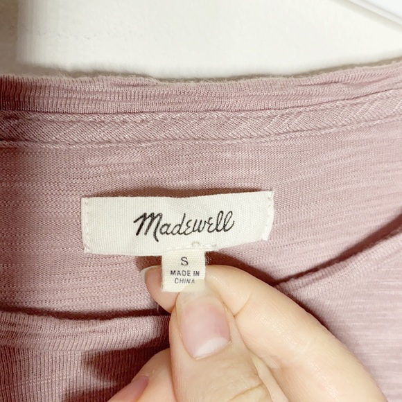 Madewell anthem forward seam long sleeve t-shirt in ash stone pink size S - Picture 7 of 9